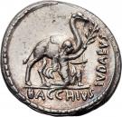 Denarius (Plautia: Aulus Plautius; A•PLAVTIVS AED•CVR•S•C / BACCHIVS IVDAEVS)