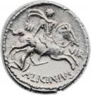 Denarius (Licinia: Aulus Licinius Nerva; FIDES NERVA / III VIR A•LICINIVS)