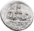 Denarius (Manlia: Aulus Manlius Sergianus; ROMA SER / A•MANLI•Q•F)