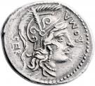 Denarius (Manlia: Aulus Manlius Sergianus; ROMA SER / A•MANLI•Q•F)