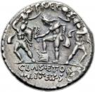 Denarius - Sextus Pompeius (PRÆF•CLAS•ET•ORÆ•MARIT•EX•S•C; Catanean brothers)