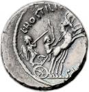 Denarius (Hostilia: Lucius Hostilius Saserna; L•HOSTILIVS SASERN)