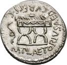 Denarius (Plaetoria: Marcus Plaetorius Cestianus; CESTIANVS / M•PLAETORIVS•AED•CVR•EX•SC)