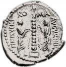 Denarius (Minucia: Tiberius Minucius Augurinus; TI MINVCI C AVGVRINI ROMA)