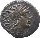 Denarius (Porcia: Marcus Porcius Laeca; LAECA / M•PORC ROMA)