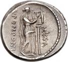 Denarius (Pomponia: Quintus Pomponius Musa; Q•POMPONI MVSA)