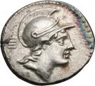 Denarius (Satriena: Publius Satrienus; ROMA P•SATRIE NVS)