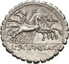 Denarius (Cornelia: Lucius Cornelius Scipio Asiaticus; L•SCIP•ASIAG)