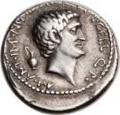 Denarius - Marcus Antonius (M•ANT•IMP•AVG•III•VIR•R•P•C•L•GELL•Q•P / CAESAR•IMP•PONT•III•VIR•R•P•C)