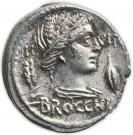 Denarius (Furia: Lucius Furius Brocchus; III VIR BROCCHI / L•FVRI CN•F)