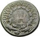 Sestertius - Augustus (TI CAESAR DIVI AVG F AVGVST P M TR POT XXXVII SC; Strike under Tiberius; Rome mint)