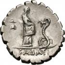 Denarius serratus (Roscia: Lucius Roscius Fabatus; L•ROSCI / FABATI)