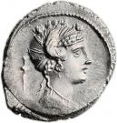 Denarius (Plaetoria: Marcus Plaetorius Cestianus; M•PLAETORI CEST•EX•S•C)