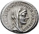 Denarius (Fonteia: Publius Fonteius Capito; P•FONTEIVS•CAPITO•III•VIR•CONCORDIA / T•DIDI•IMP•VIL•PVB)