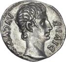 Denarius - Augustus (IMP X; Bull right; Lugdunum mint)