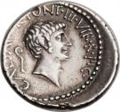 Denarius - Marcus Antonius (M•ANT•IMP•AVG•III•VIR•R•P•C•L•GELL•Q•P / CAESAR•IMP•PONT•III•VIR•R•P•C)