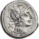 Denarius (Pinaria: Pinarius Natta; NAT ROMA)