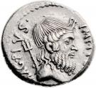Denarius - Sextus Pompeius (PRÆF•CLAS•ET•ORÆ•MARIT•EX•S•C; Naval Trophy)