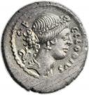 Denarius (Claudia: Gaius Claudius Vestalis; C•CLODIVS C•F / VESTALIS)