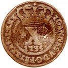 X Réis - Pedro V -(Contermark "Small Crown" over X reis, Portugal and Brazil)