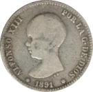 1 Peseta - Alfonso XIII (1st portrait)