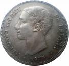 5 Pesetas - Alfonso XII (1st portrait;legend in edge)