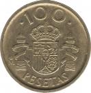 100 Pesetas - Juan Carlos I (value as "100", no dots around the rim)