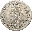 2 Mark - Karl XI (Arab number;  smaller bust)