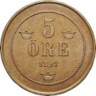 5 Öre - Oscar II (large letters)