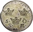 5 Öre Silvermynt  - Adolf Fredrik
