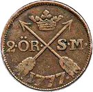 2 Öre Silvermynt - Gustav III