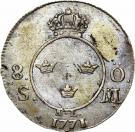 8 Öre Silvermynt - Adolf Fredrik