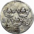 2 Öre - Karl XI (Type II; Landskrona Mint)