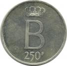 250 Francs - Baudouin I (25th Anniversary of Accession; Dutch text)