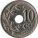 10 Centimes - Albert  I (Dutch text; with star)