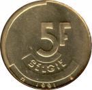 5 Francs - Baudouin I (Dutch text)