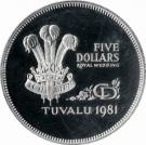 5 Dollars - Elizabeth II (Royal Wedding; Silver Proof Issue)