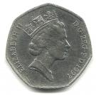 50 Pence - Elizabeth II (3rd portrait; small type)