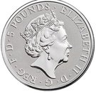 5 Pounds - Elizabeth II (2 oz Fine Silver; Black Bull of Clarence)