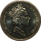 1 Pound - Elizabeth II (3rd portrait; Welsh Leek)