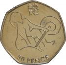 50 Pence - Elizabeth II (4th portrait; Weightlifting)