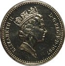 1 Pound - Elizabeth II (3rd portrait; English Oak)