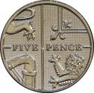 5 Pence - Elizabeth II (4th portrait; Royal Shield, magnetic)