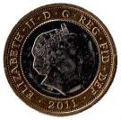 2 Pounds - Elizabeth II (4th portrait; Mary Rose)