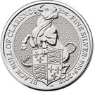5 Pounds - Elizabeth II (2 oz Fine Silver; Black Bull of Clarence)