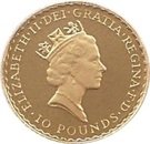 10 Pounds - Elizabeth II (3rd portrait; 1/10 oz Fine Gold)