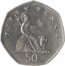 50 Pence - Elizabeth II (3rd portrait; large type)