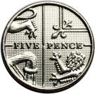 5 Pence - Elizabeth II (5th portrait; Royal Shield)
