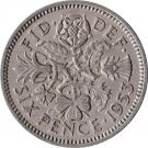 6 Pence - Elizabeth II (1st portrait; with "BRITT:OMN")