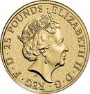 25 Pounds - Elizabeth II (1/4 oz Fine Gold; Black Bull of Clarence)